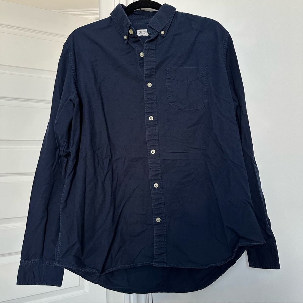 GAP Men's Deep Blue Casual Button Down Shirt Size Large